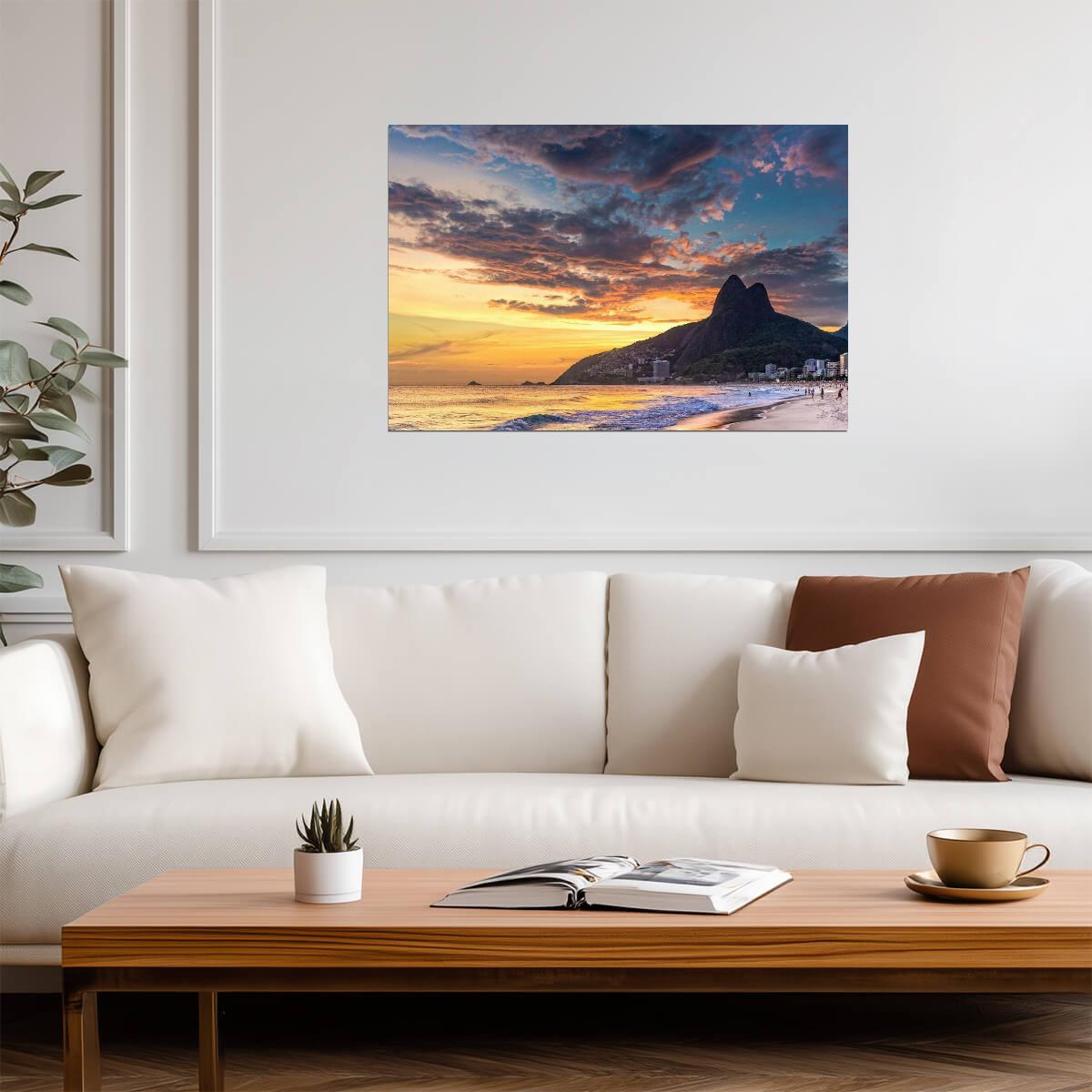 Ipanema Beach and Padre Dois Irmaos Mountain | Rio De Janeiro Photography | Brazil Poster - Photography Poster