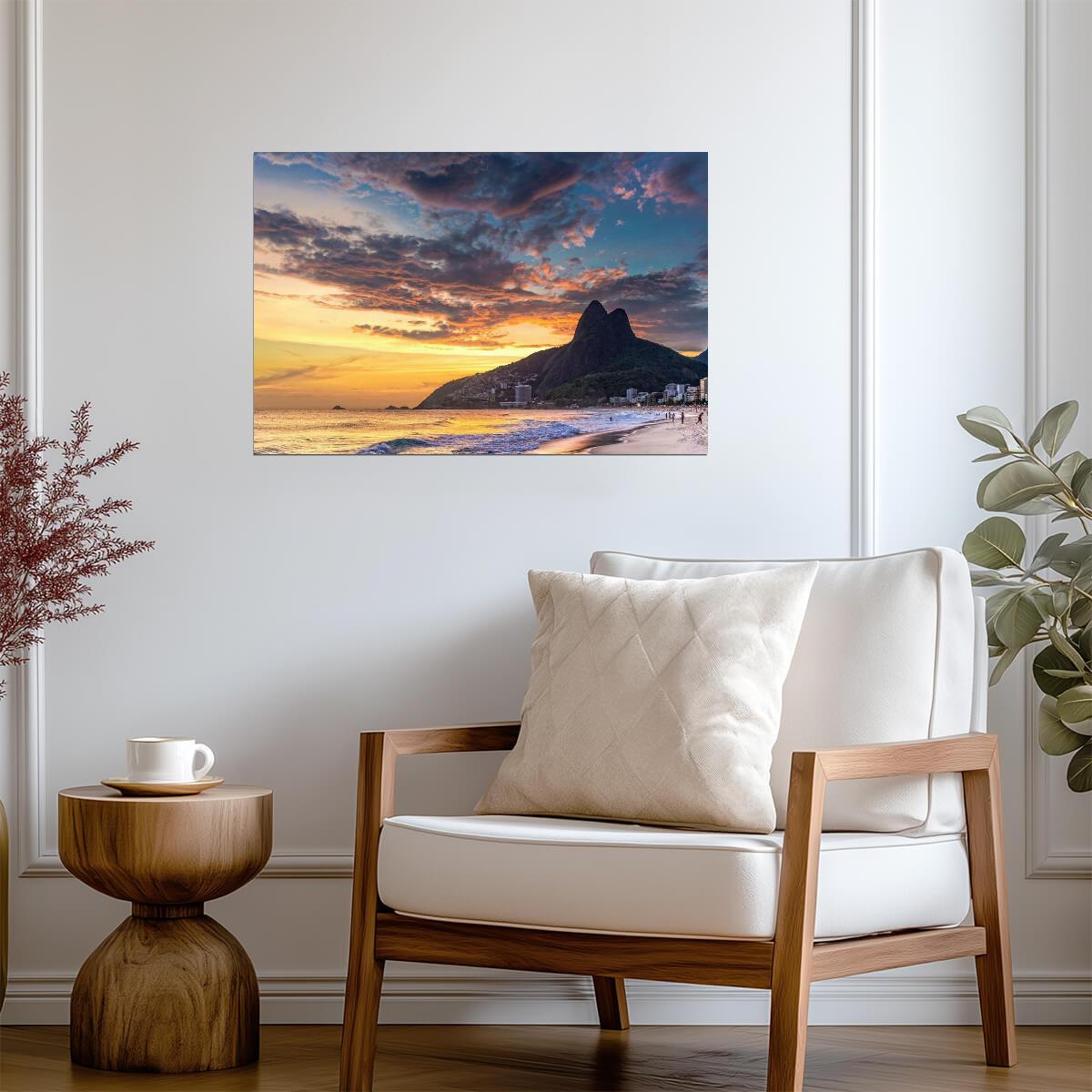 Ipanema Beach and Padre Dois Irmaos Mountain | Rio De Janeiro Photography | Brazil Poster - Photography Poster