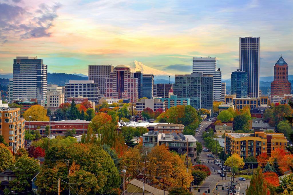 Downtown Portland Oregon Skyline in the Fall | Cityscape Photography | Autumn Poster - Photography Poster