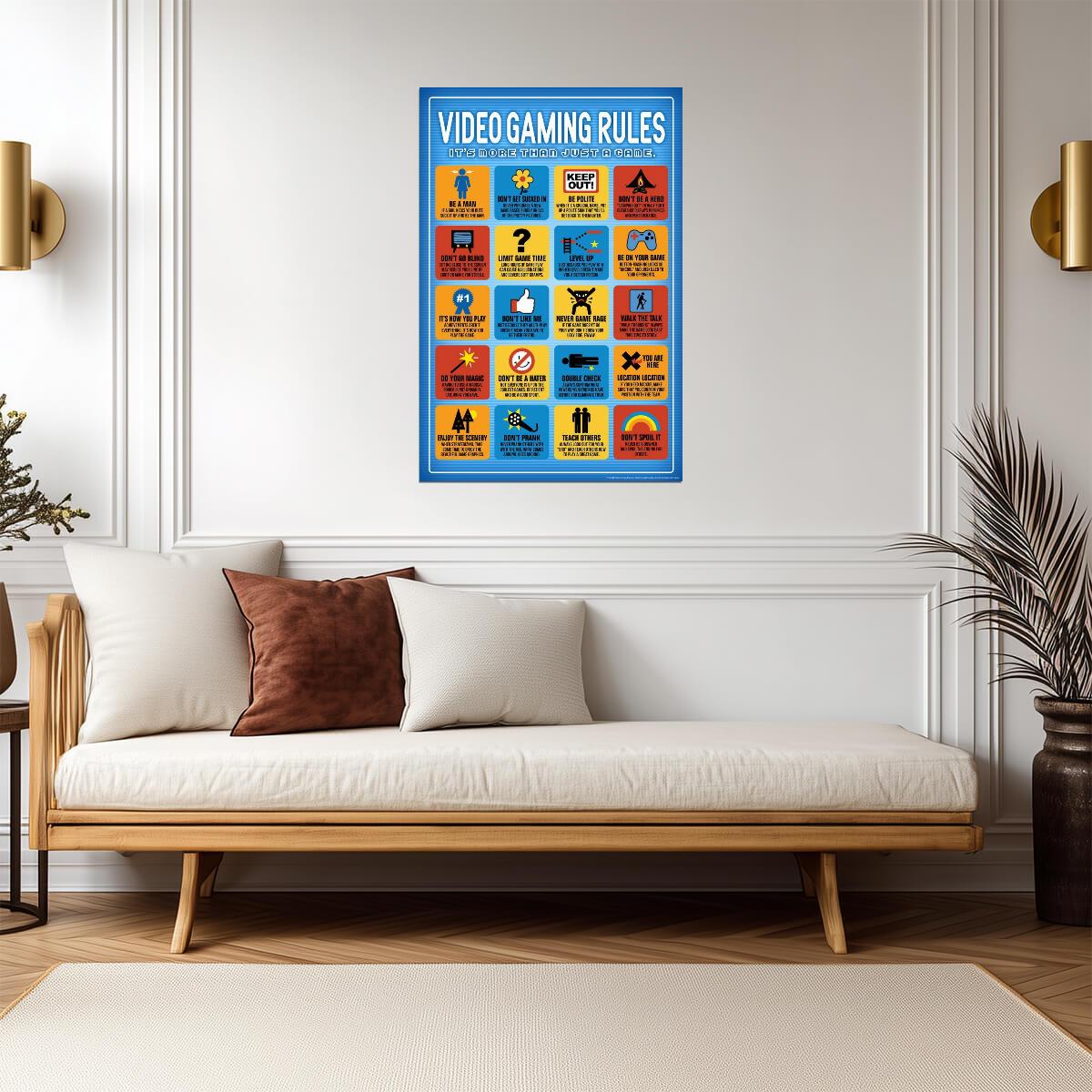 The Rules of Gaming | Funny Typographic Print | Gamer Room Decor Poster