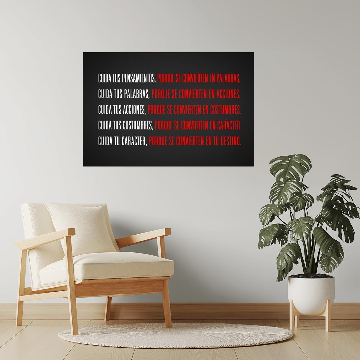 Watch Your Thoughts | Spanish Motivational Quote Poster (Cuida Tus Pensamientos)