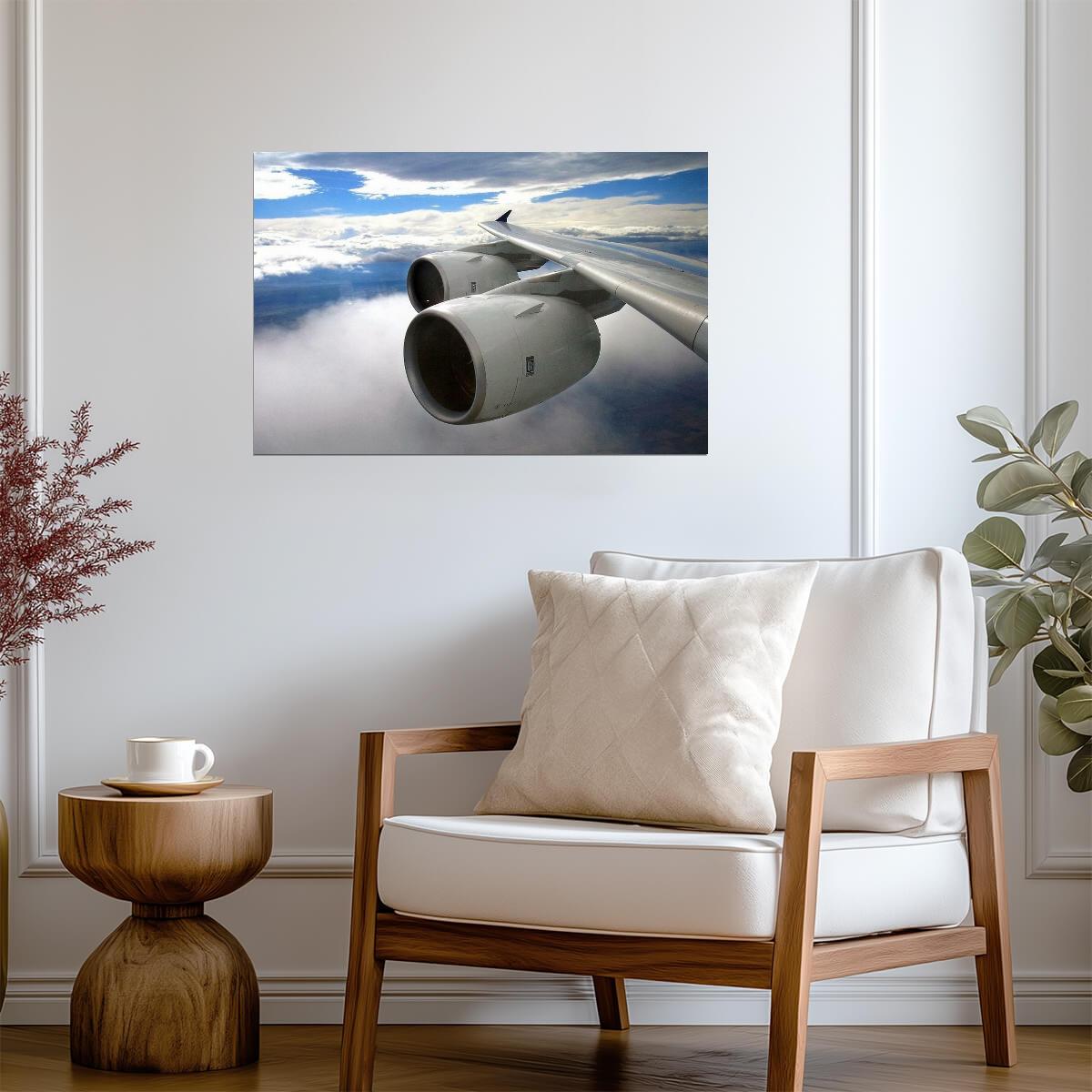 Airbus A380 Wing and Engines in Flight | Aviation Photography Print | Airplane Poster - Photography Poster