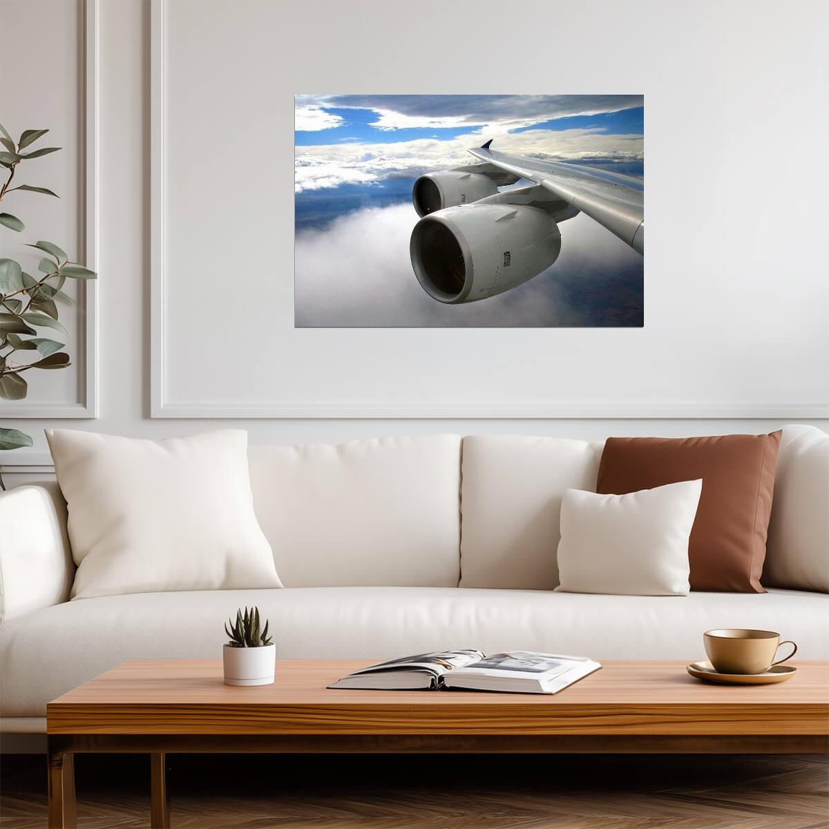 Airbus A380 Wing and Engines in Flight | Aviation Photography Print | Airplane Poster - Photography Poster