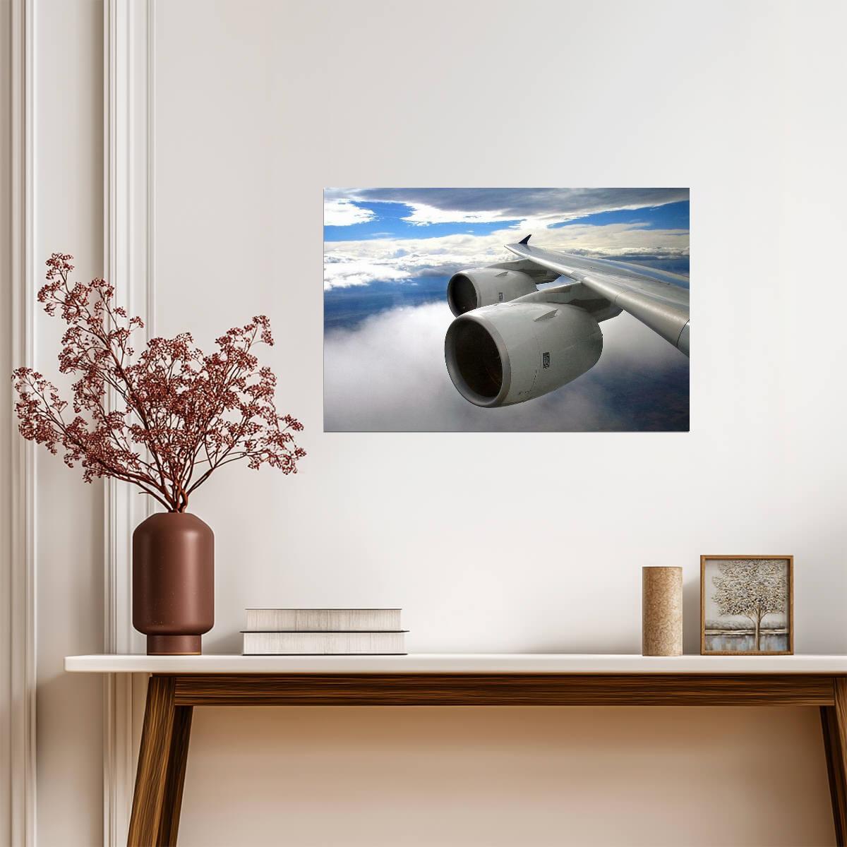 Airbus A380 Wing and Engines in Flight | Aviation Photography Print | Airplane Poster - Photography Poster