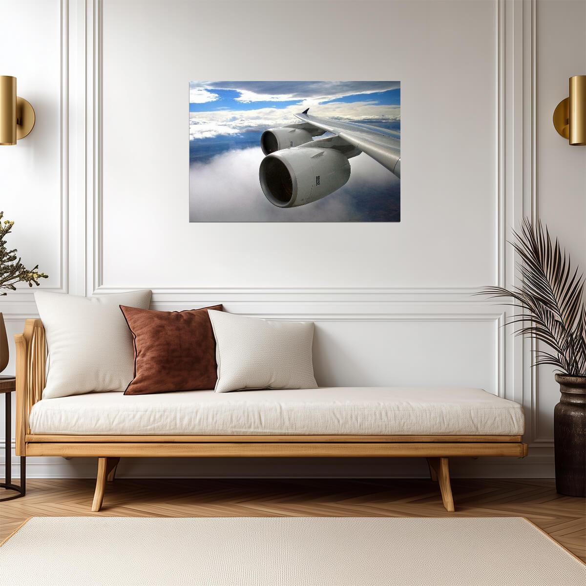 Airbus A380 Wing and Engines in Flight | Aviation Photography Print | Airplane Poster - Photography Poster