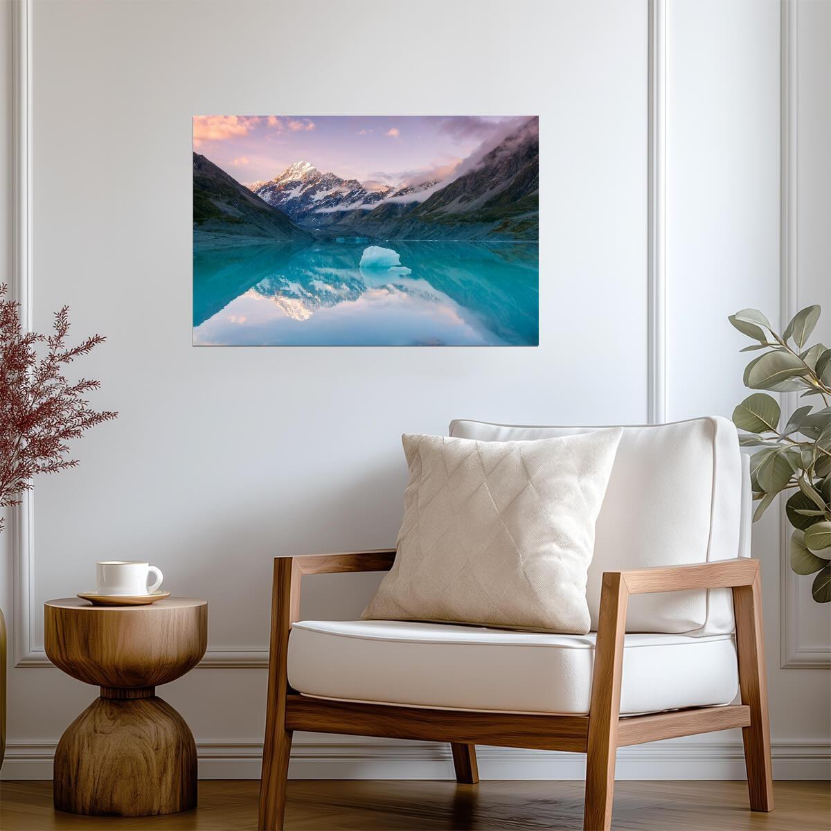 Aoraki Mount Cook Reflection at Sunset | New Zealand Photography | Landscape Poster - Photography Poster