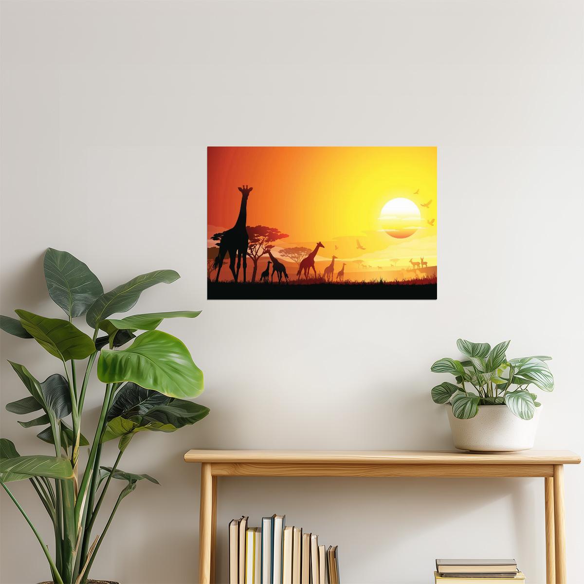 African Giraffes Poster | Wildlife Photography | Safari Landscape Wall Art