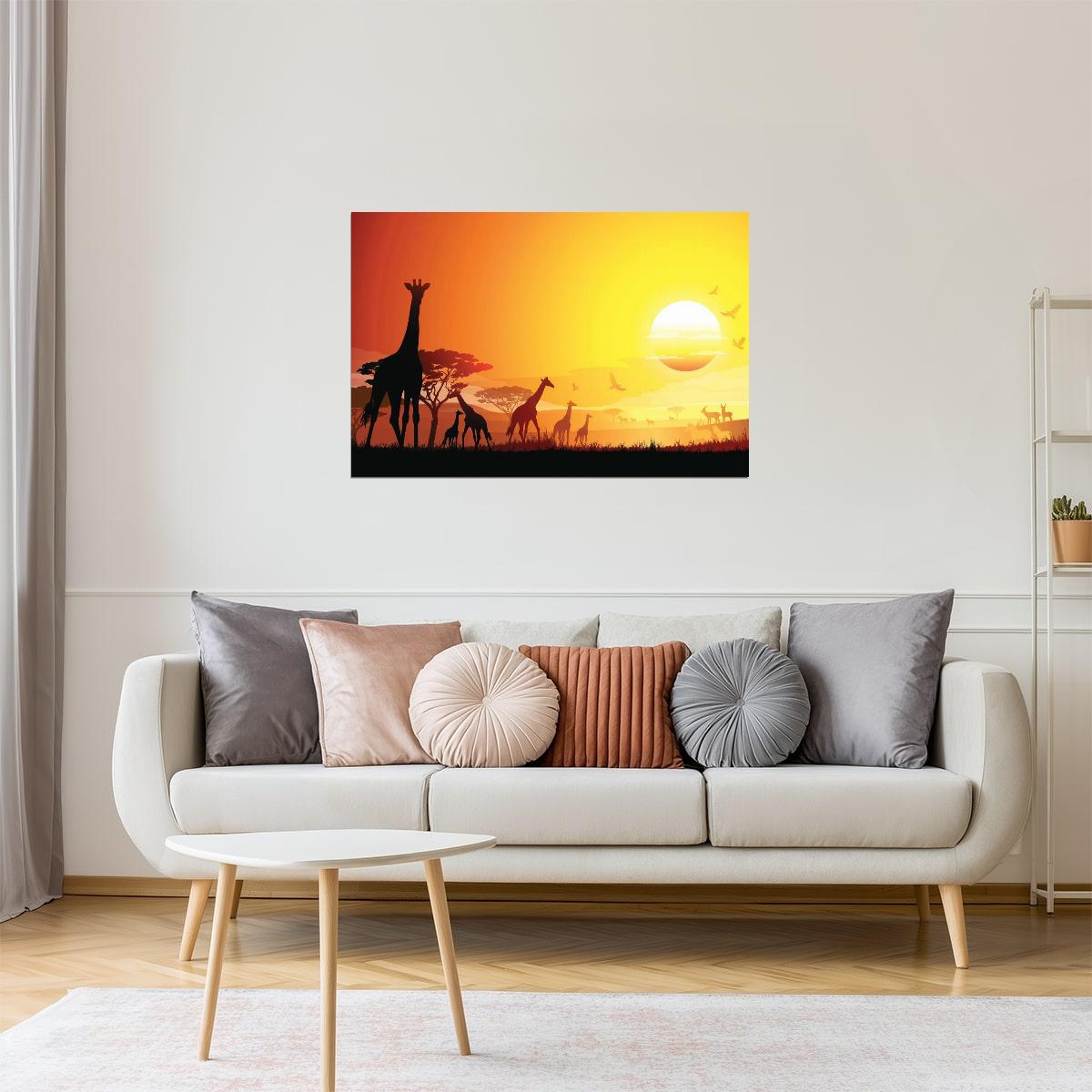 African Giraffes Poster | Wildlife Photography | Safari Landscape Wall Art