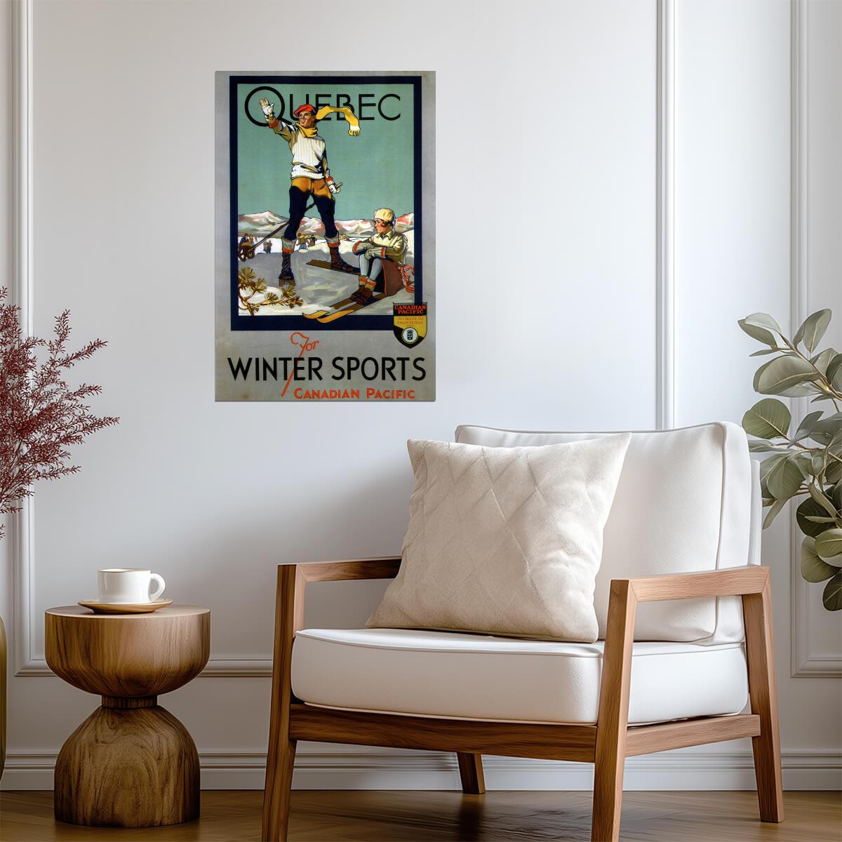 Canadian Pacific Quebec For Winter Sports | Vintage Travel Poster | Skiing Wall Art
