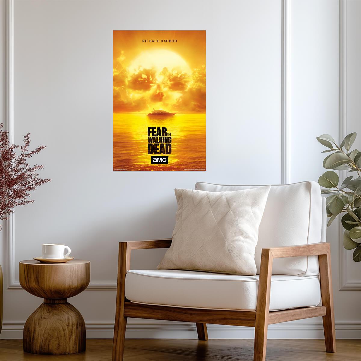 Fear The Walking Dead | Nuclear Skull No Safe Harbor Poster | Zombie TV Show Art - Movies & TV Poster