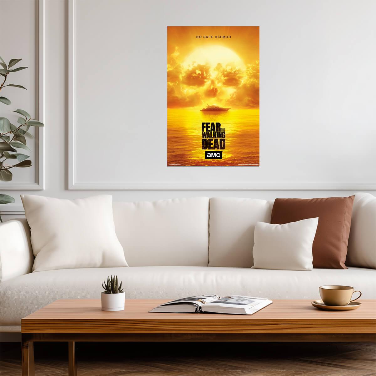 Fear The Walking Dead | Nuclear Skull No Safe Harbor Poster | Zombie TV Show Art - Movies & TV Poster