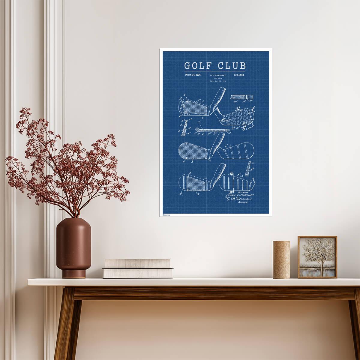Vintage Golf Club Patent | Retro Sports Blueprint | Golf Enthusiast Gift Poster - Vintage & Retro Poster