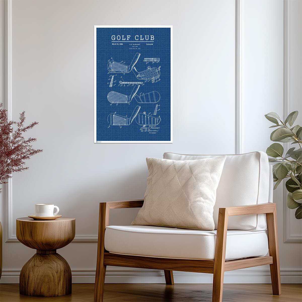Vintage Golf Club Patent | Retro Sports Blueprint | Golf Enthusiast Gift Poster - Vintage & Retro Poster