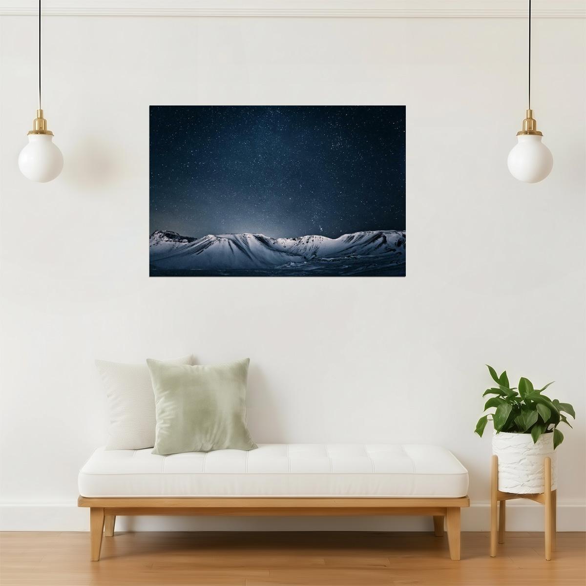 Starry Sky Over Mountains Poster | Night Sky Photography | Astrophotography Wall Art