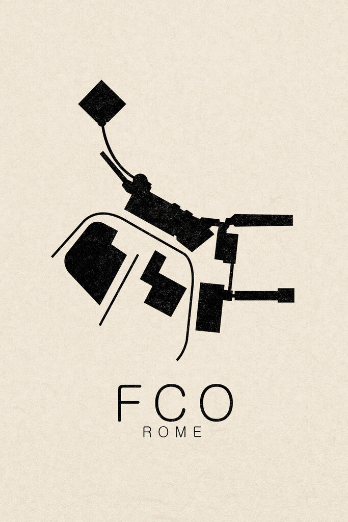 Rome Map | FCO Fiumicino Airport Minimalist Poster