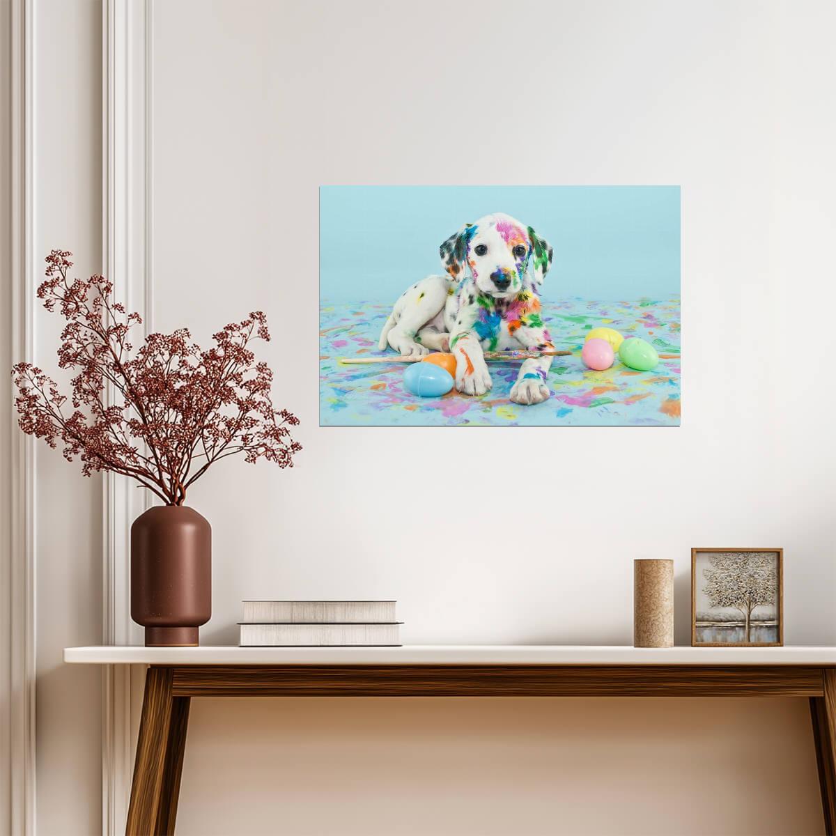 Dalmatian Puppy with Easter Eggs | Cute Dog Photography | Holiday Pet Poster - Photography Poster