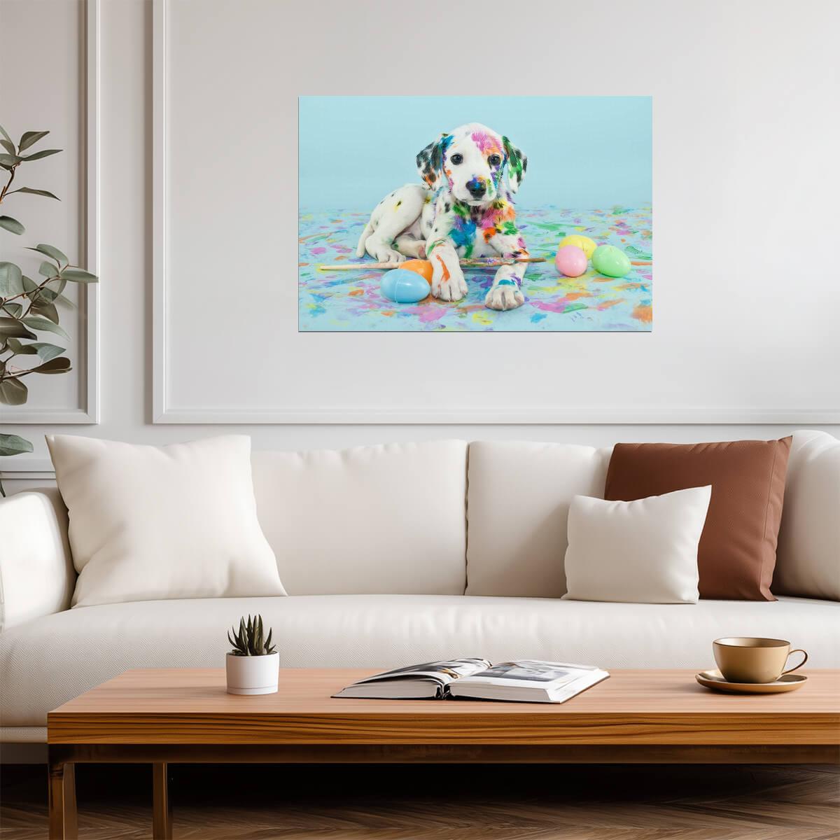 Dalmatian Puppy with Easter Eggs | Cute Dog Photography | Holiday Pet Poster - Photography Poster