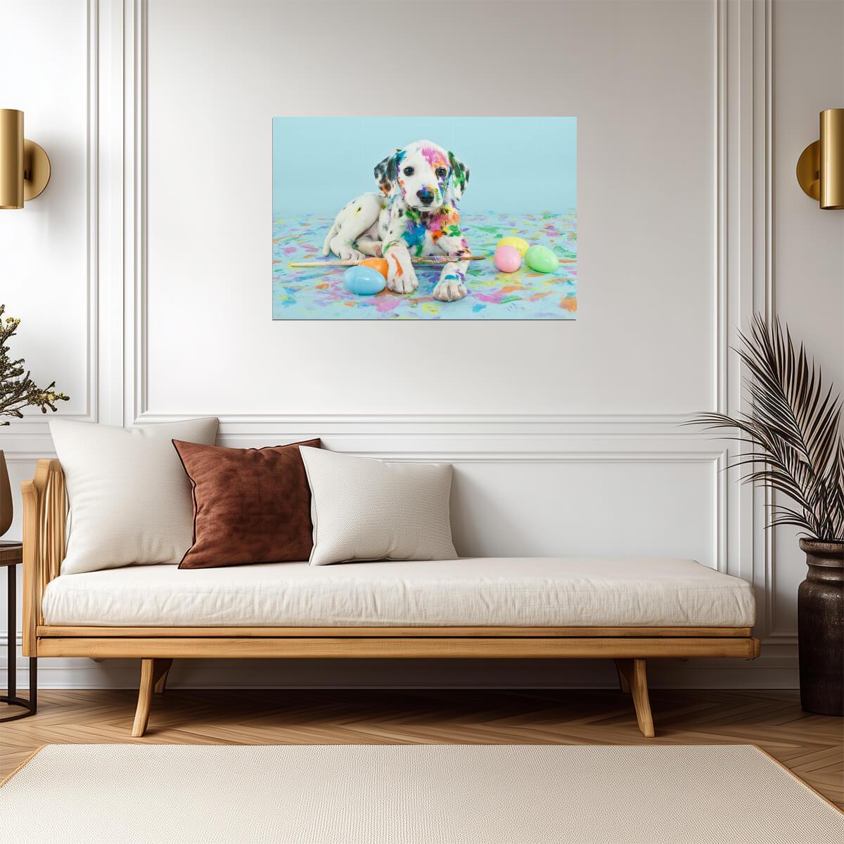 Dalmatian Puppy with Easter Eggs | Cute Dog Photography | Holiday Pet Poster - Photography Poster