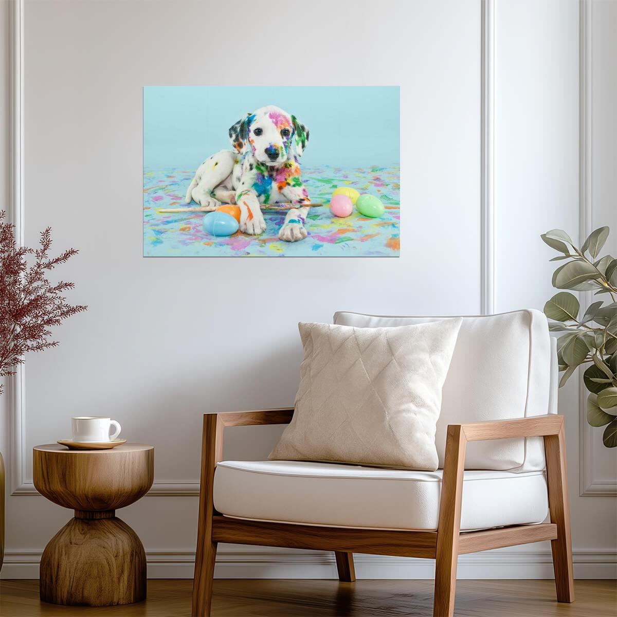 Dalmatian Puppy with Easter Eggs | Cute Dog Photography | Holiday Pet Poster - Photography Poster