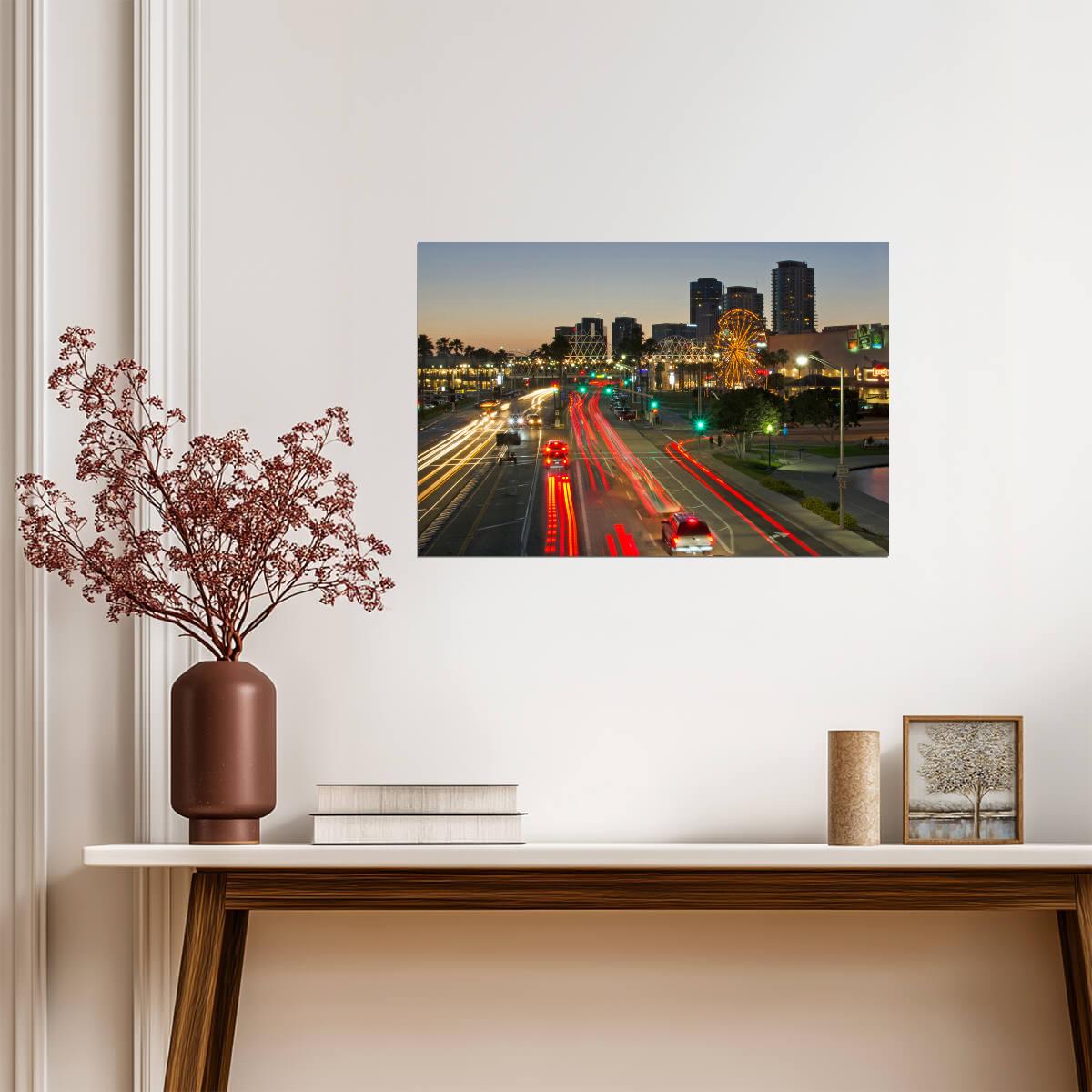 Long Beach Pike at Dusk | California Amusement Park Photography | City Poster - Photography Poster