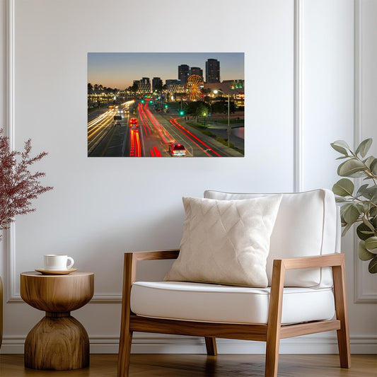 Long Beach Pike at Dusk | California Amusement Park Photography | City Poster - Photography Poster