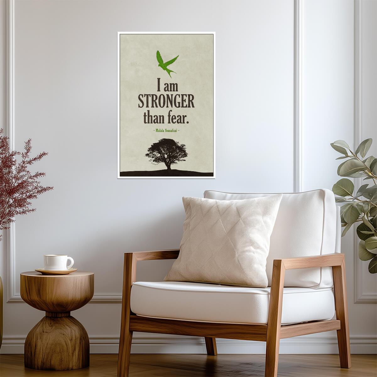 I Am Stronger Than Fear | Malala Yousafzai Quote Poster | Inspirational Activist Wall Art - Type & Quotes Poster