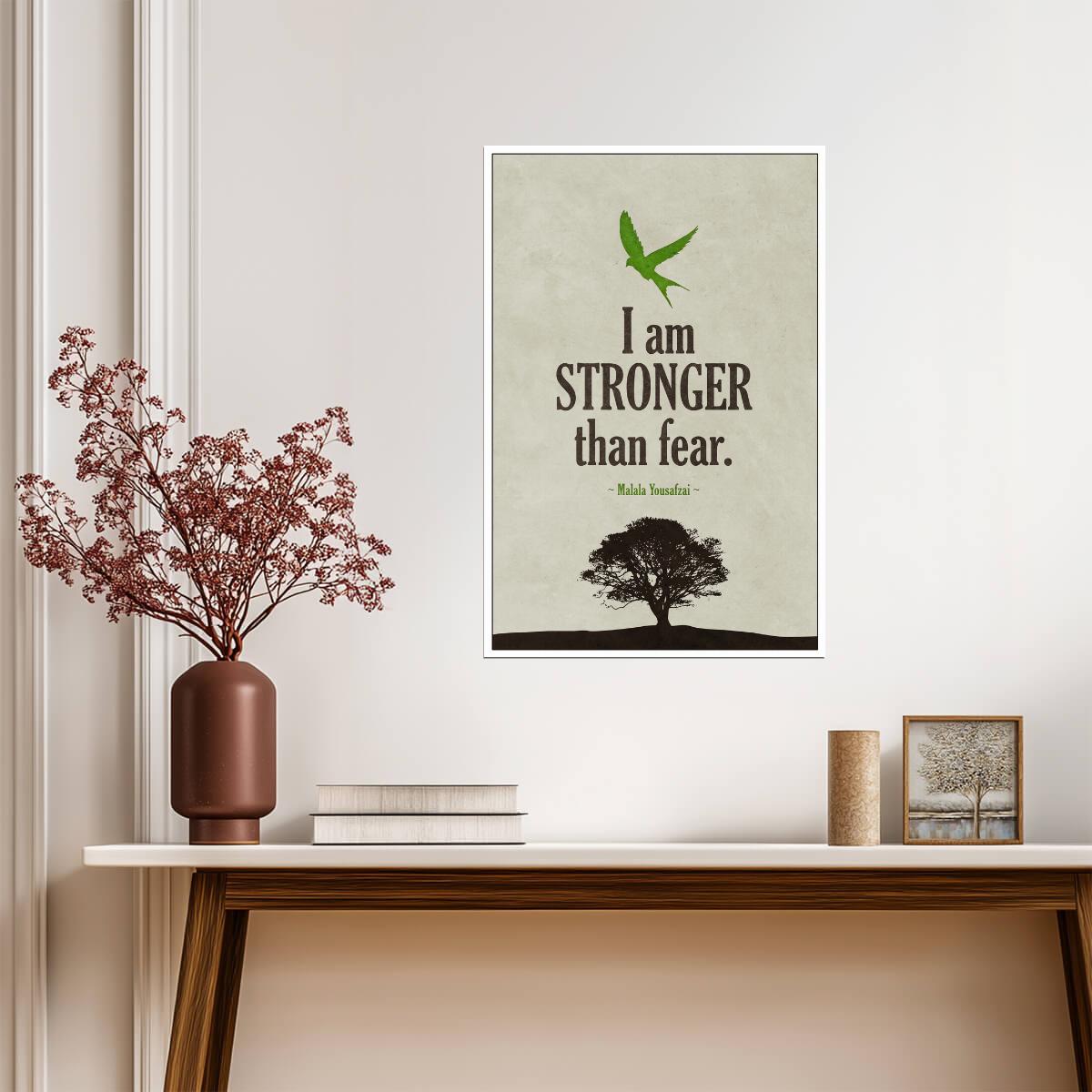 I Am Stronger Than Fear | Malala Yousafzai Quote Poster | Inspirational Activist Wall Art - Type & Quotes Poster
