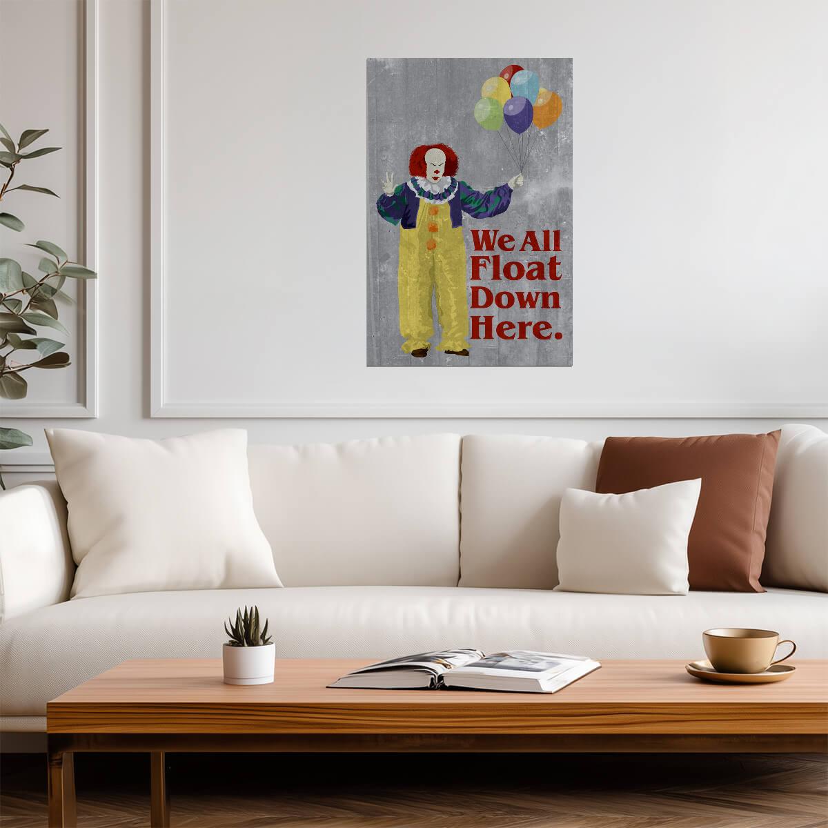 Stephen King's It | Pennywise "We All Float Down Here" | Minimalist Horror Poster - Movies & TV Poster