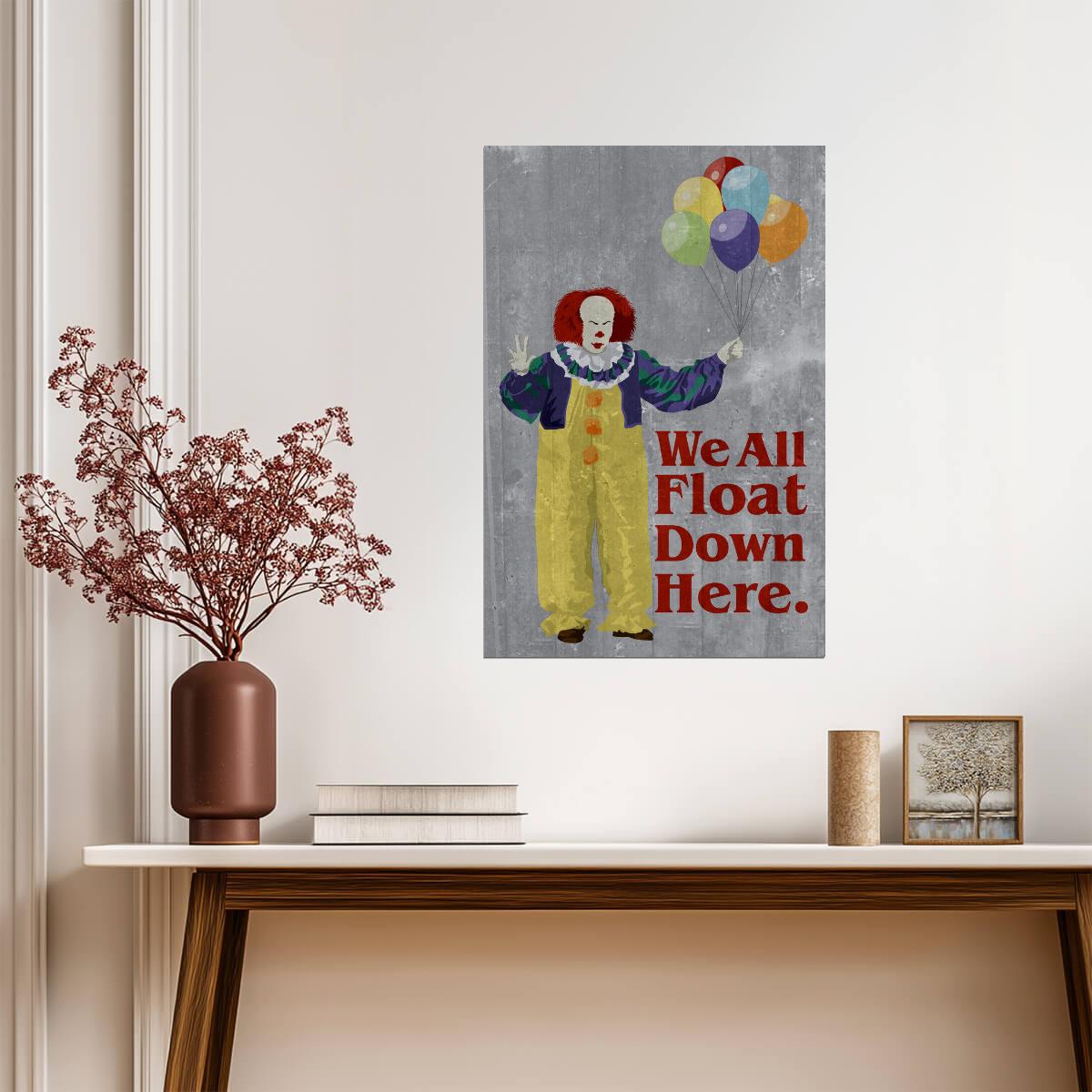 Stephen King's It | Pennywise "We All Float Down Here" | Minimalist Horror Poster - Movies & TV Poster