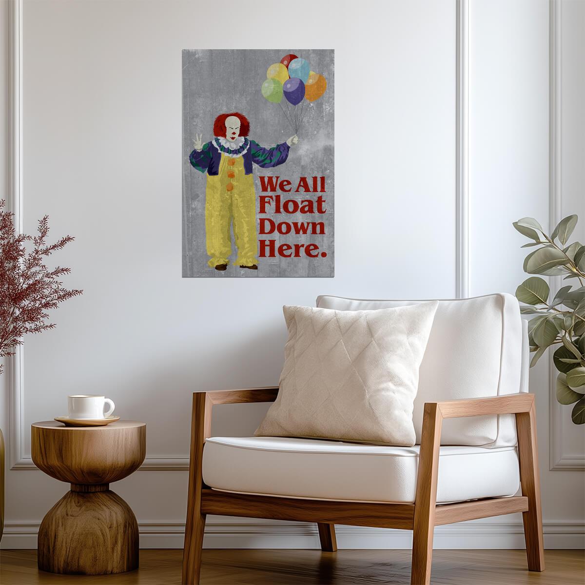 Stephen King's It | Pennywise "We All Float Down Here" | Minimalist Horror Poster - Movies & TV Poster