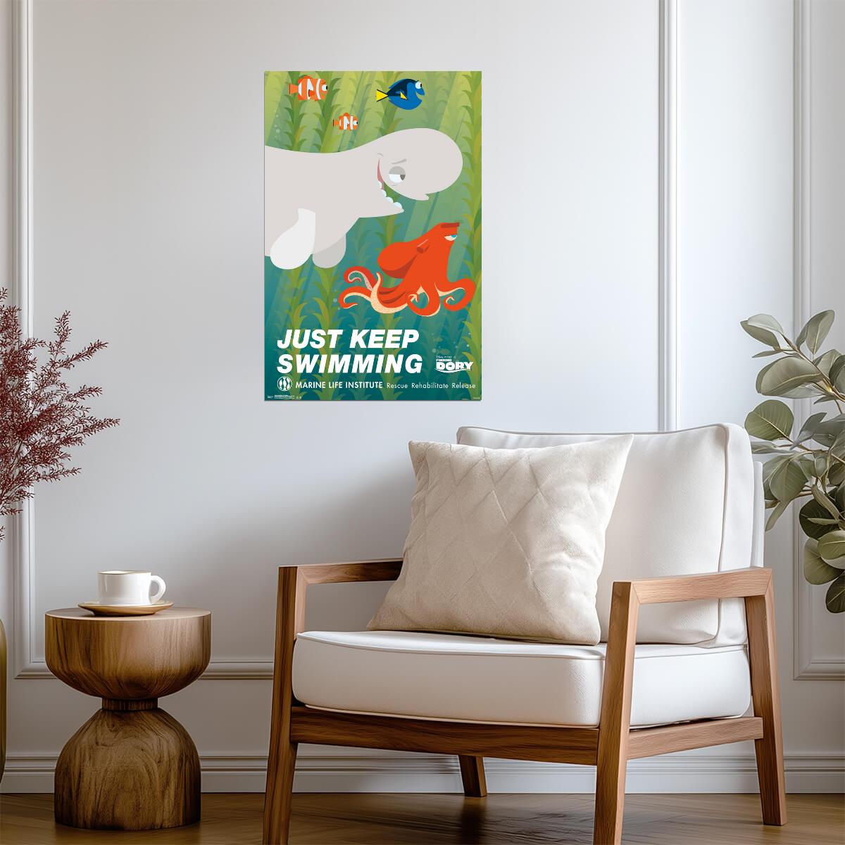 Finding Dory | "Just Keep Swimming" Quote | Pixar Movie Poster - Movies & TV Poster