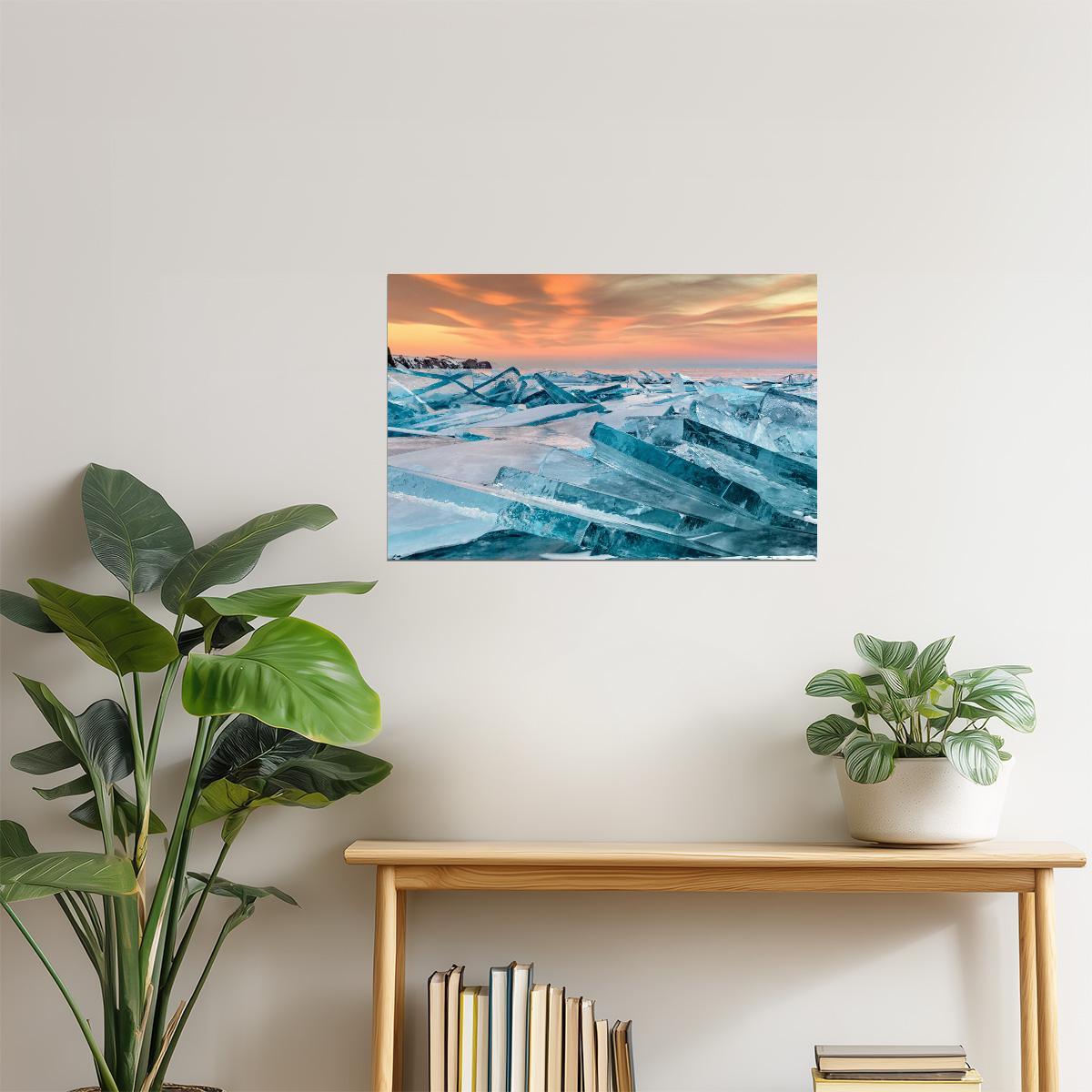 Lake Baikal Broken Ice Poster | Siberia Winter Photography | Frozen Landscape Wall Art