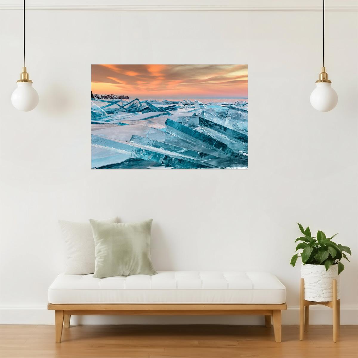 Lake Baikal Broken Ice Poster | Siberia Winter Photography | Frozen Landscape Wall Art