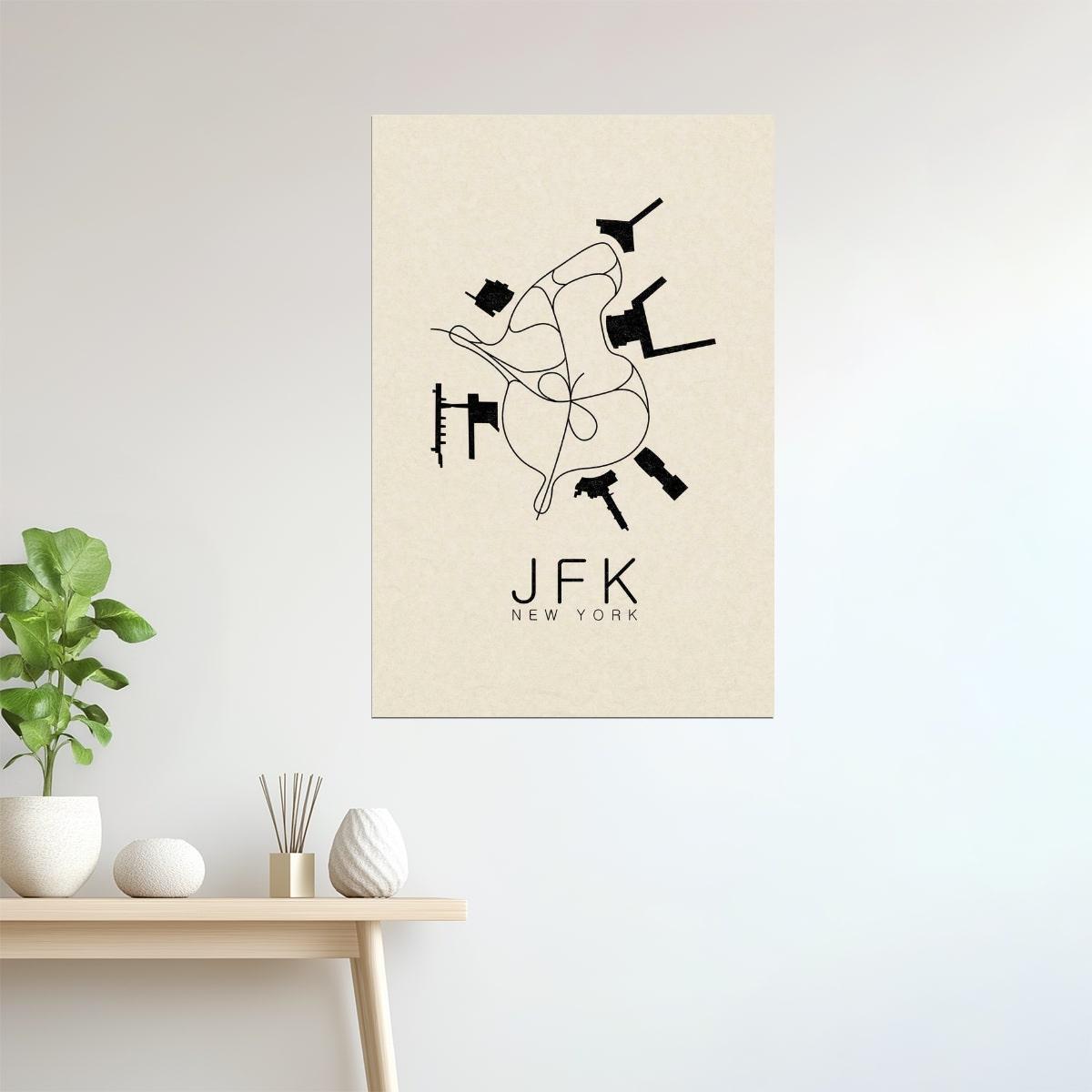 New York Map | JFK Airport Minimalist Poster