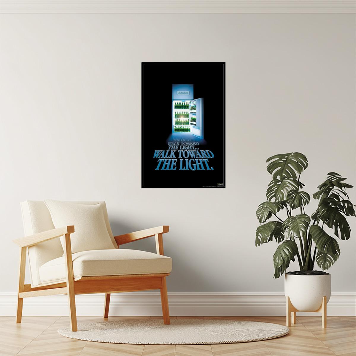 Walk Toward The Light Fridge Poster | Funny Beer Humor | Man Cave Decor