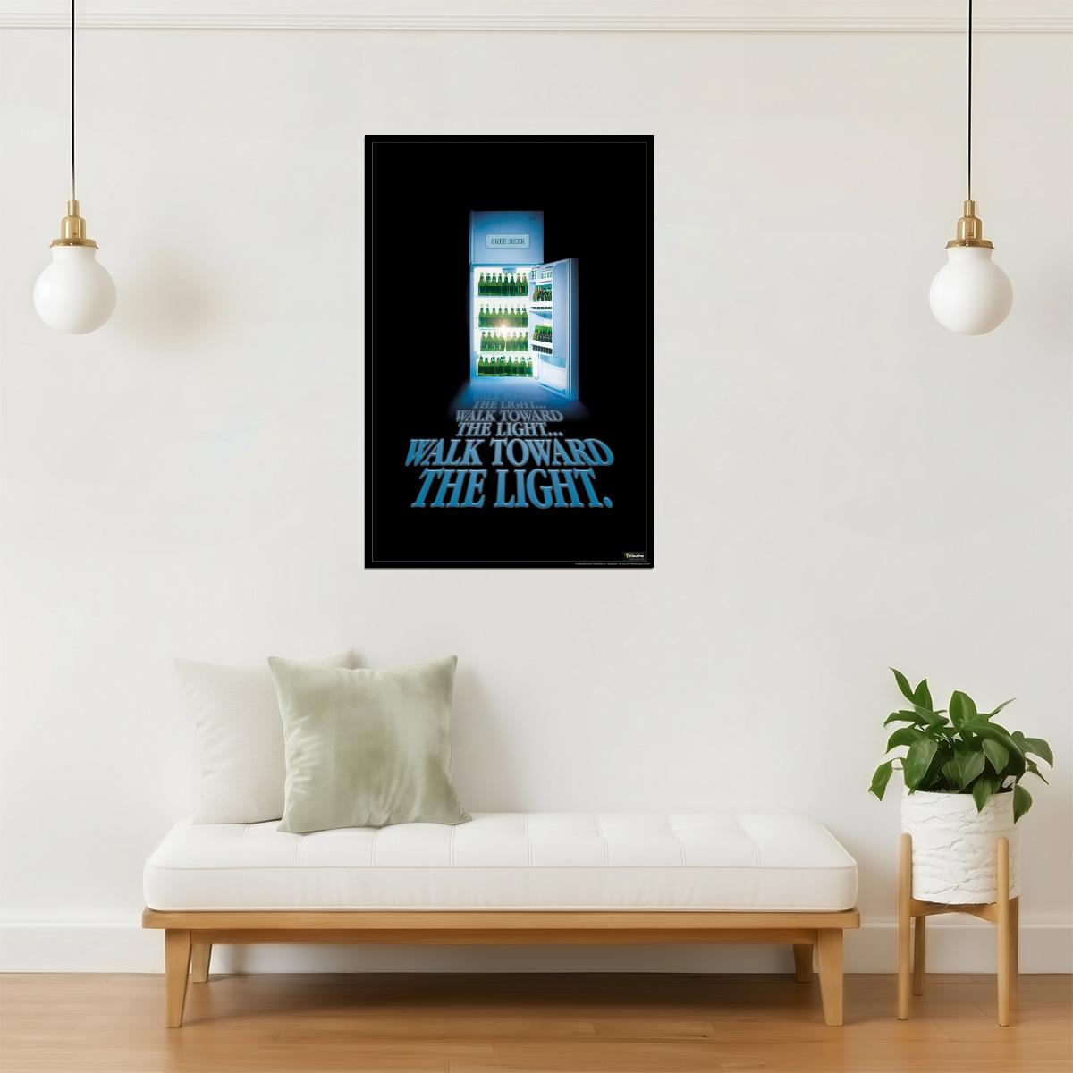 Walk Toward The Light Fridge Poster | Funny Beer Humor | Man Cave Decor