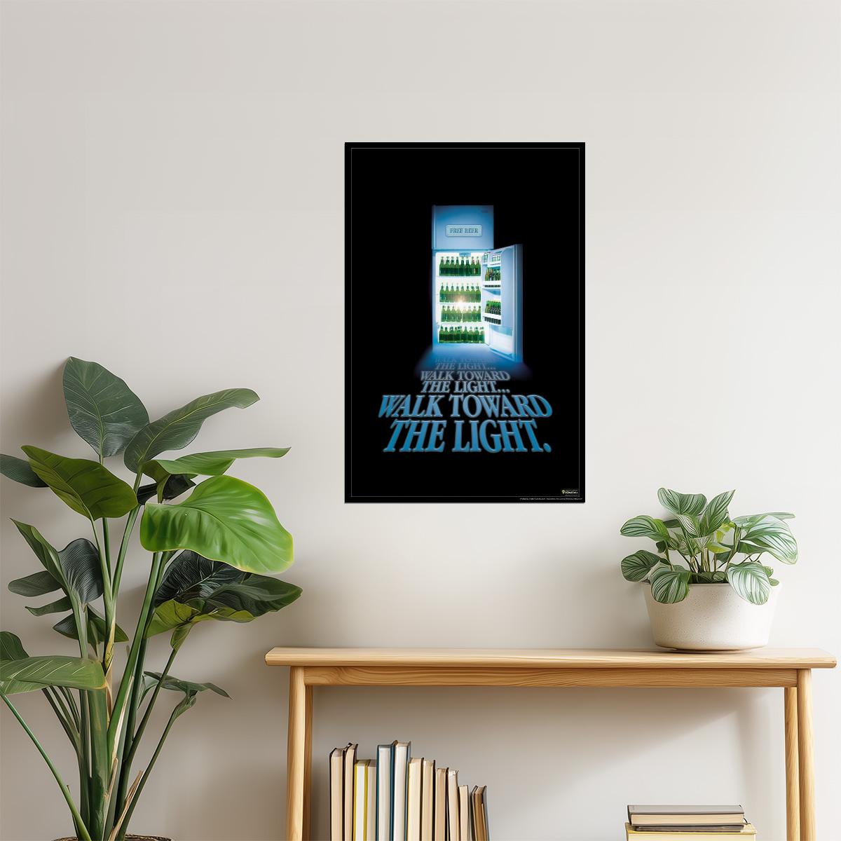 Walk Toward The Light Fridge Poster | Funny Beer Humor | Man Cave Decor