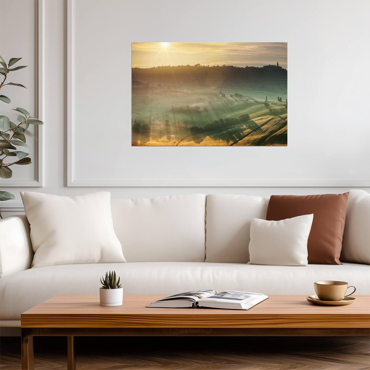 Sunrise in Tuscany Italy | Landscape Photography Print | Rural Italian Poster - Photography Poster