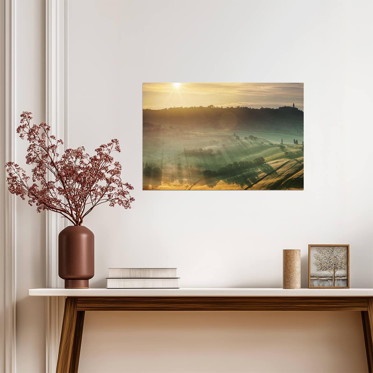 Sunrise in Tuscany Italy | Landscape Photography Print | Rural Italian Poster - Photography Poster