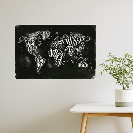 World Map | Chalkboard Typography Countries Map Poster