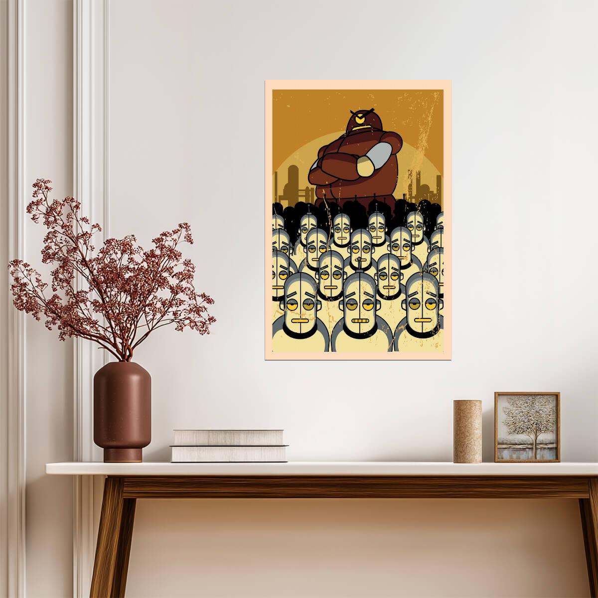 Japanese Anti-American Propaganda | Vintage Robot Invasion Poster | WWII History Art - Vintage & Retro Poster