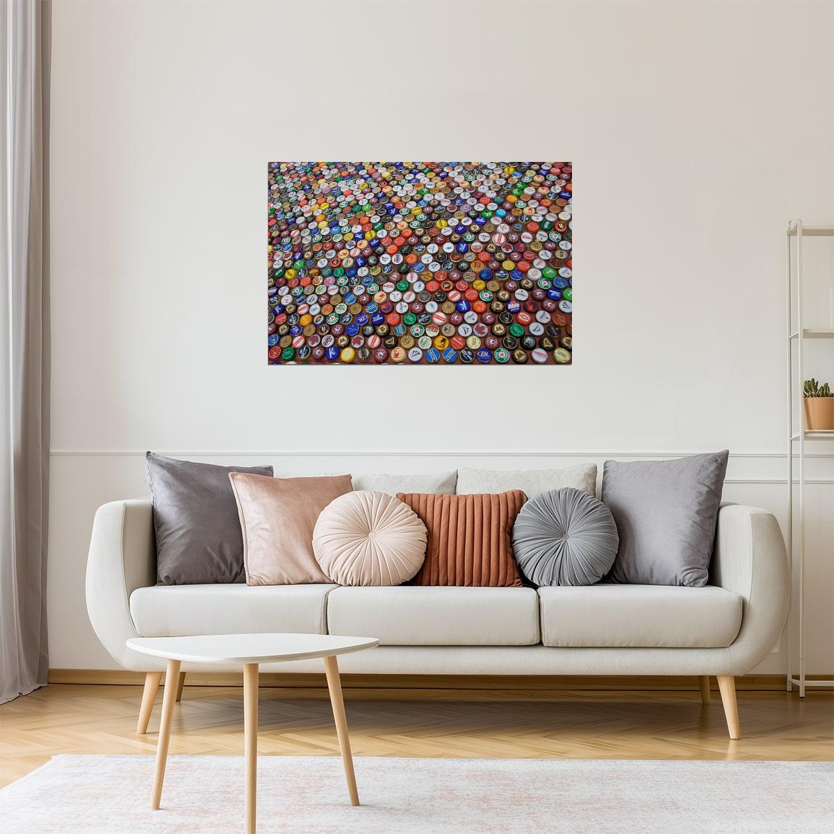 Beer Bottle Caps Poster | Photography Print | Bar & Pub Wall Art