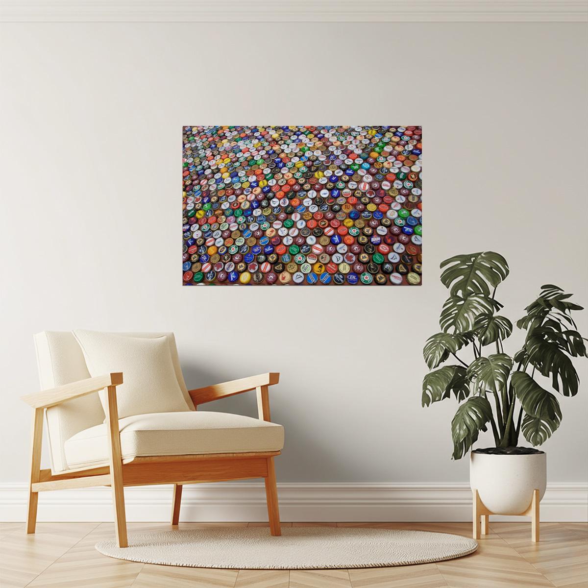 Beer Bottle Caps Poster | Photography Print | Bar & Pub Wall Art