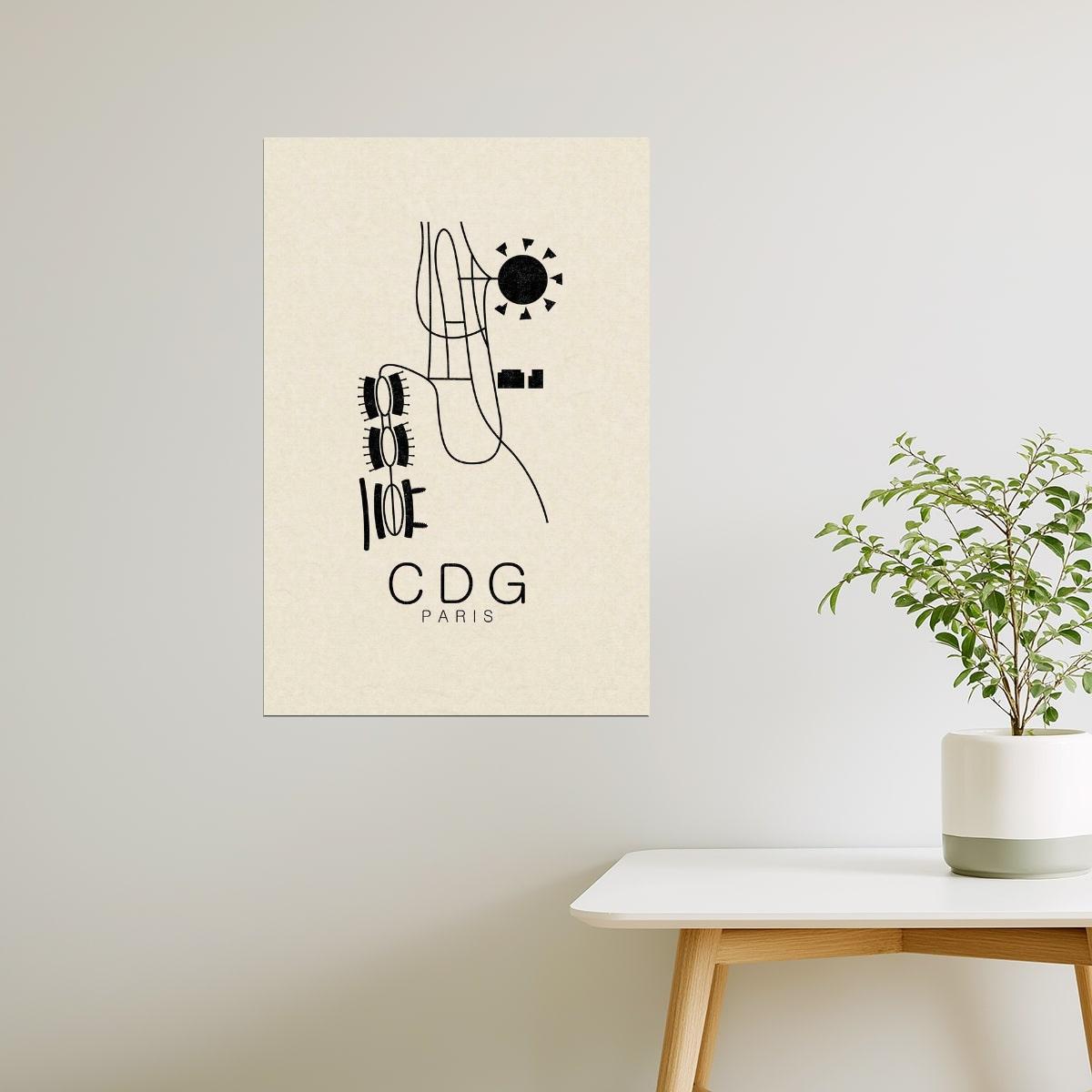 Paris Map | CDG Airport Minimalist Poster