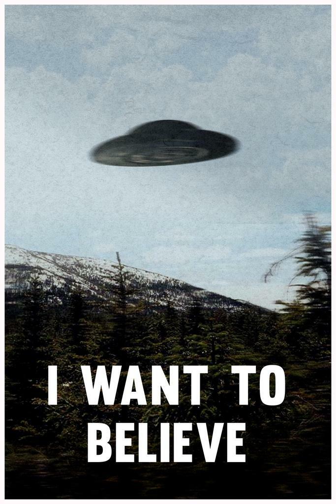 The X-Files "I Want To Believe" | Vintage UFO Poster | Mulder's Office Wall Art