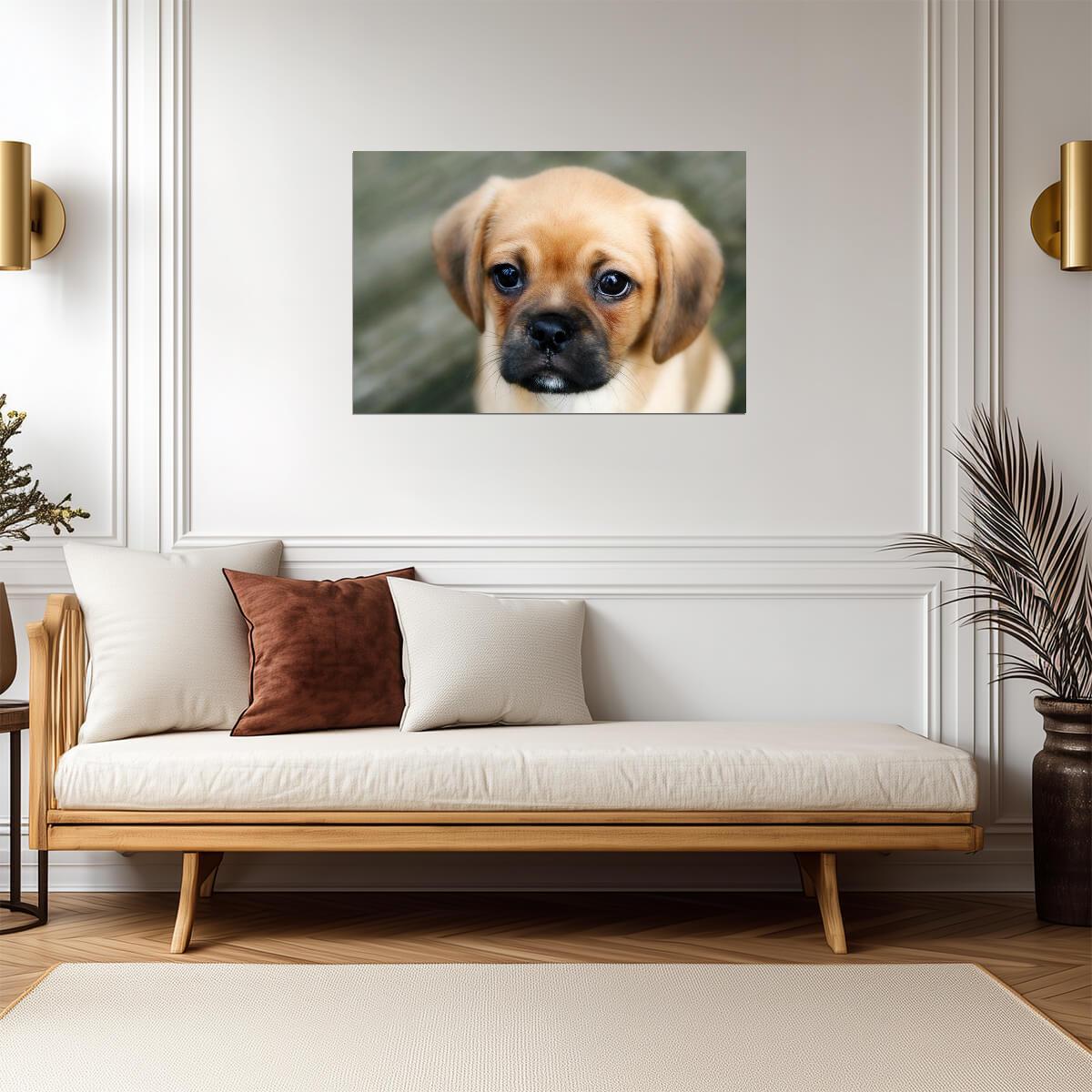 Sad Puppy with Worried Eyes | Cute Dog Photography | Emotional Pet Poster - Photography Poster