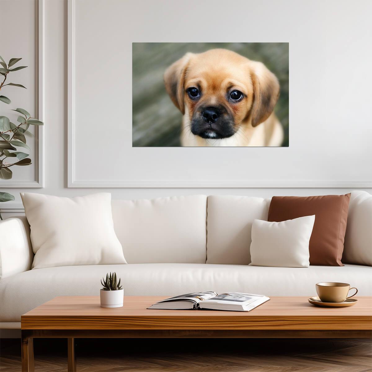 Sad Puppy with Worried Eyes | Cute Dog Photography | Emotional Pet Poster - Photography Poster