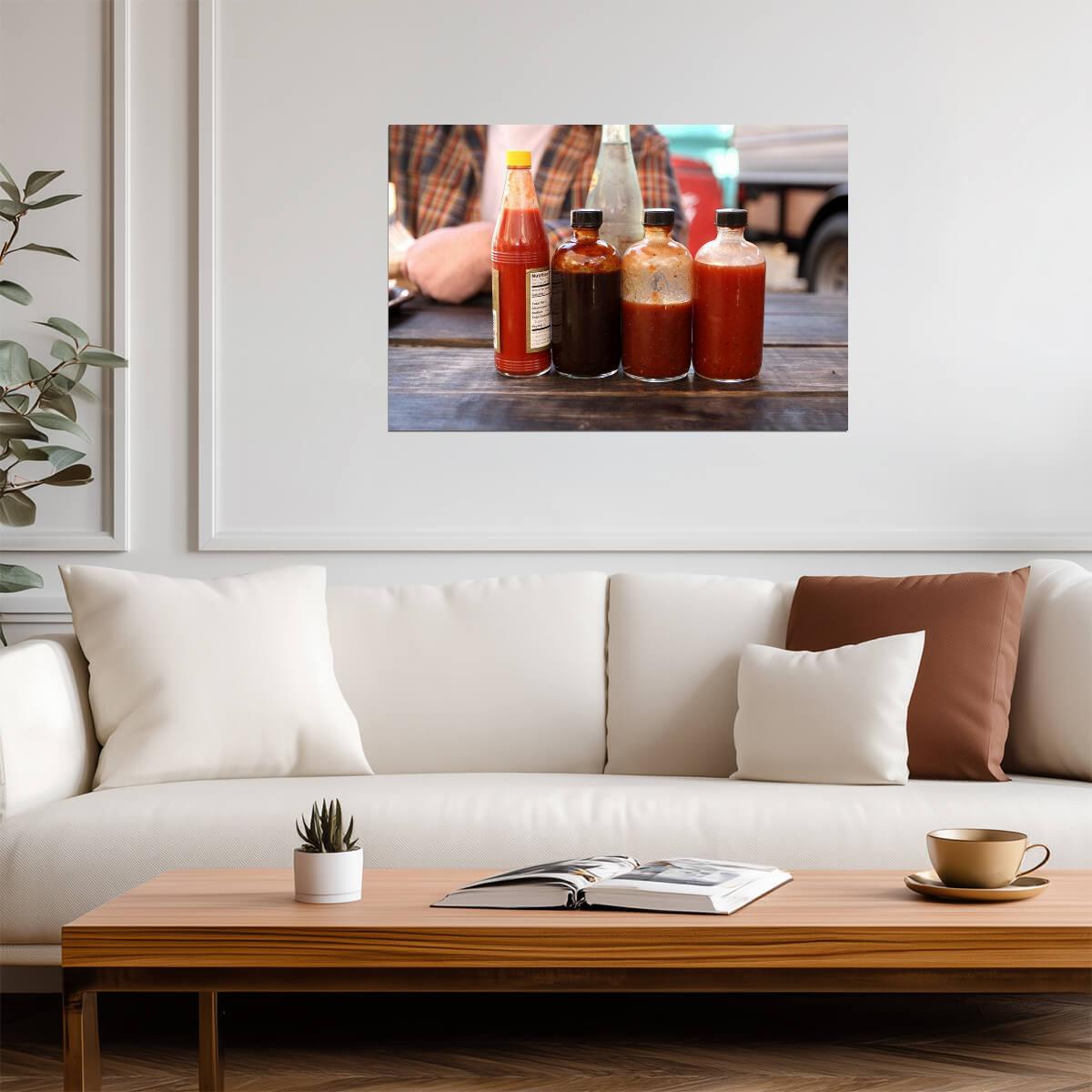 Sauces on a Picnic Table | BBQ Photography Print | Food Poster - Photography Poster