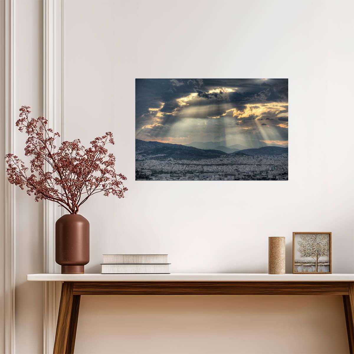 Sunset Over Athens Greece | Cityscape Photography | European Travel Poster - Photography Poster