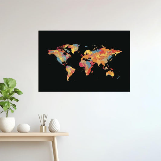 World Map | Abstract Ink Splash Poster